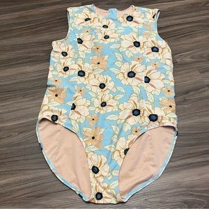 Mott50 women sz XL one piece swimsuit floral zip bathing suit